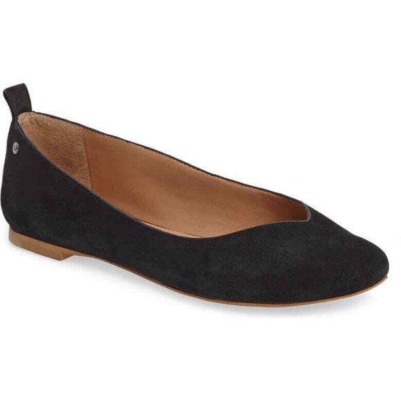 UGG Shoes - UGG Black Leather Suede “Lynley” Ballerina SZ 7
